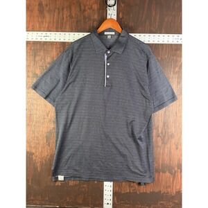 Peter Millar Polo Purple‎ And Blue Checkered 3 Button 100% Cotton Mens Large EUC